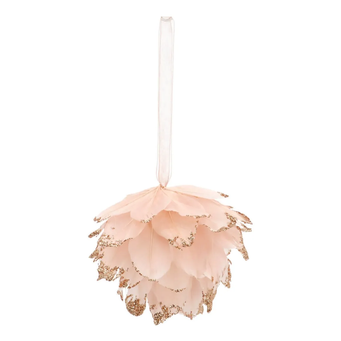 Weihnachtskugel Mit Federn, Rosa, Kunststoff, 9 Cm