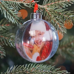 Weihnachtskugel Mit Foto, Transparent, Kunststoff, 8 Cm
