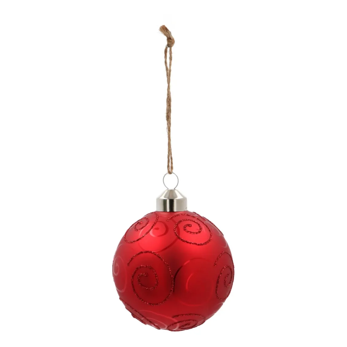 Weihnachtskugel Mit Ornament, Rot, Glas, 8 Cm