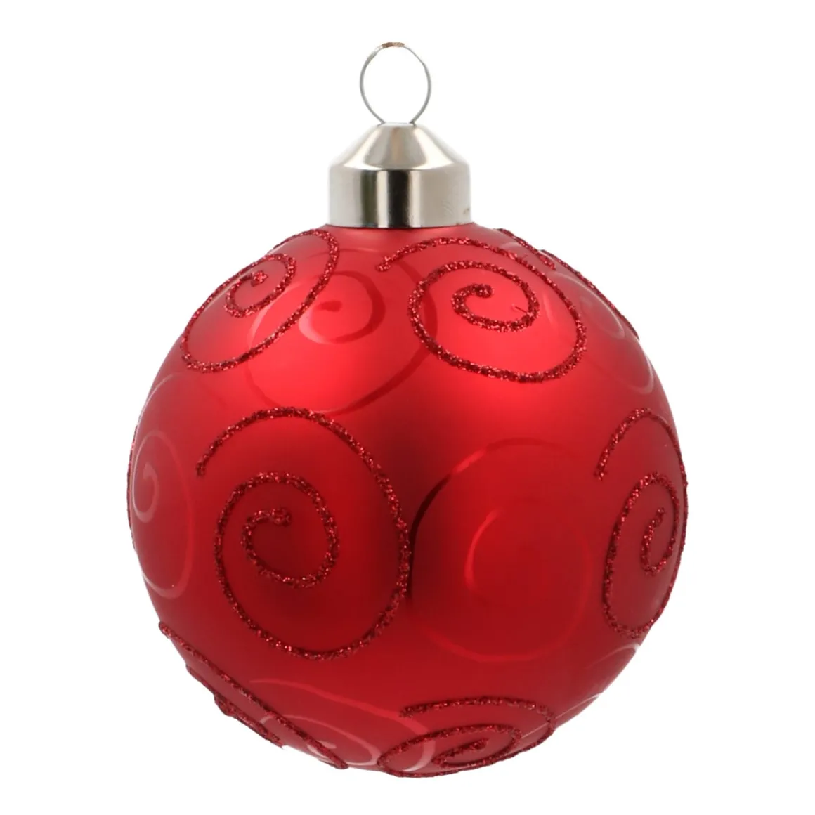 Weihnachtskugel Mit Ornament, Rot, Glas, 8 Cm