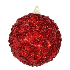 Weihnachtskugel Mit Perlen, Rot, Kunststoff, 8 Cm