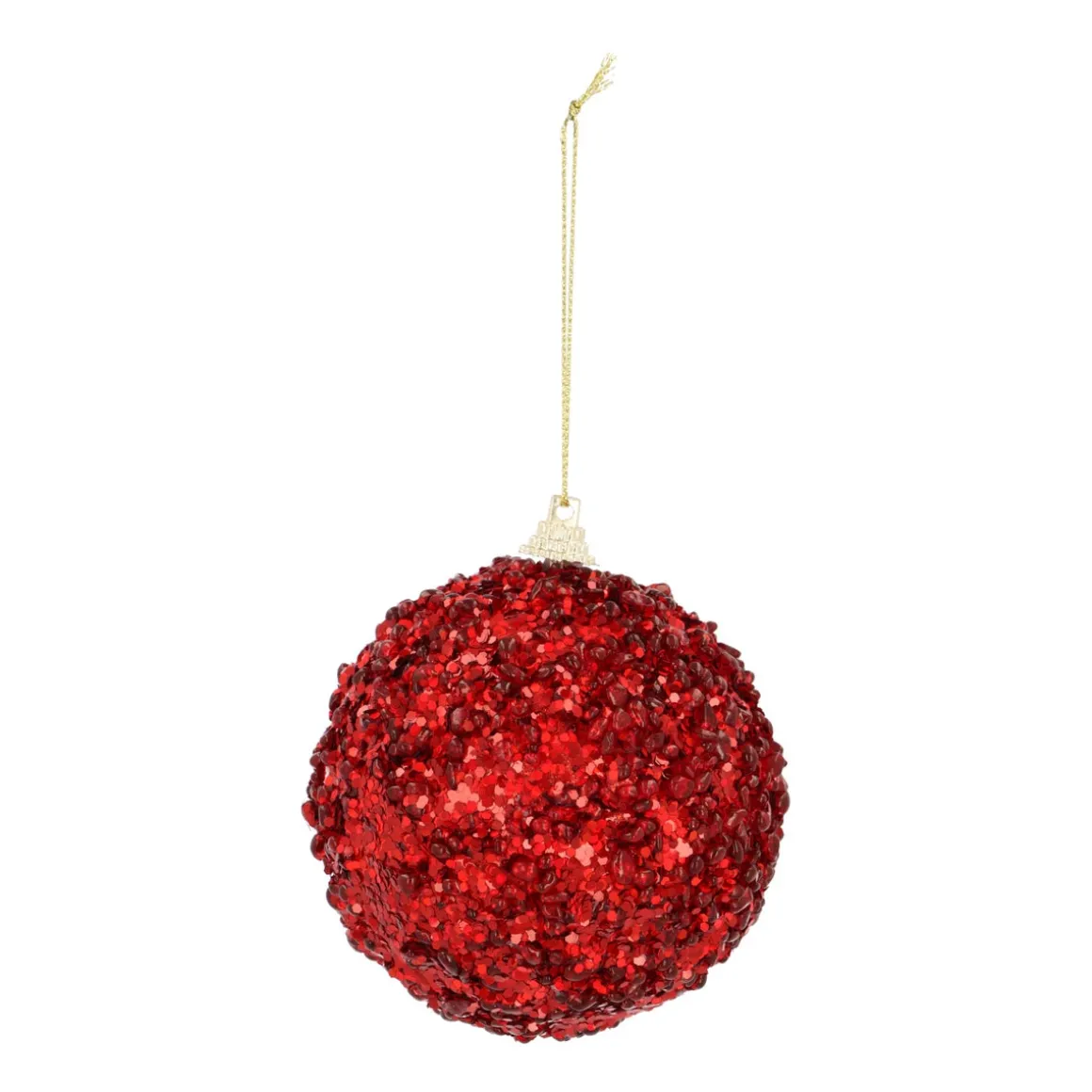 Weihnachtskugel Mit Perlen, Rot, Kunststoff, 8 Cm