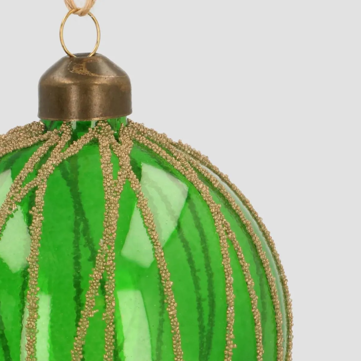 Weihnachtskugel Mit Streifen, Dunkelgrün, Glas, 8 Cm