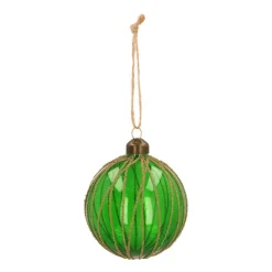 Weihnachtskugel Mit Streifen, Dunkelgrün, Glas, 8 Cm