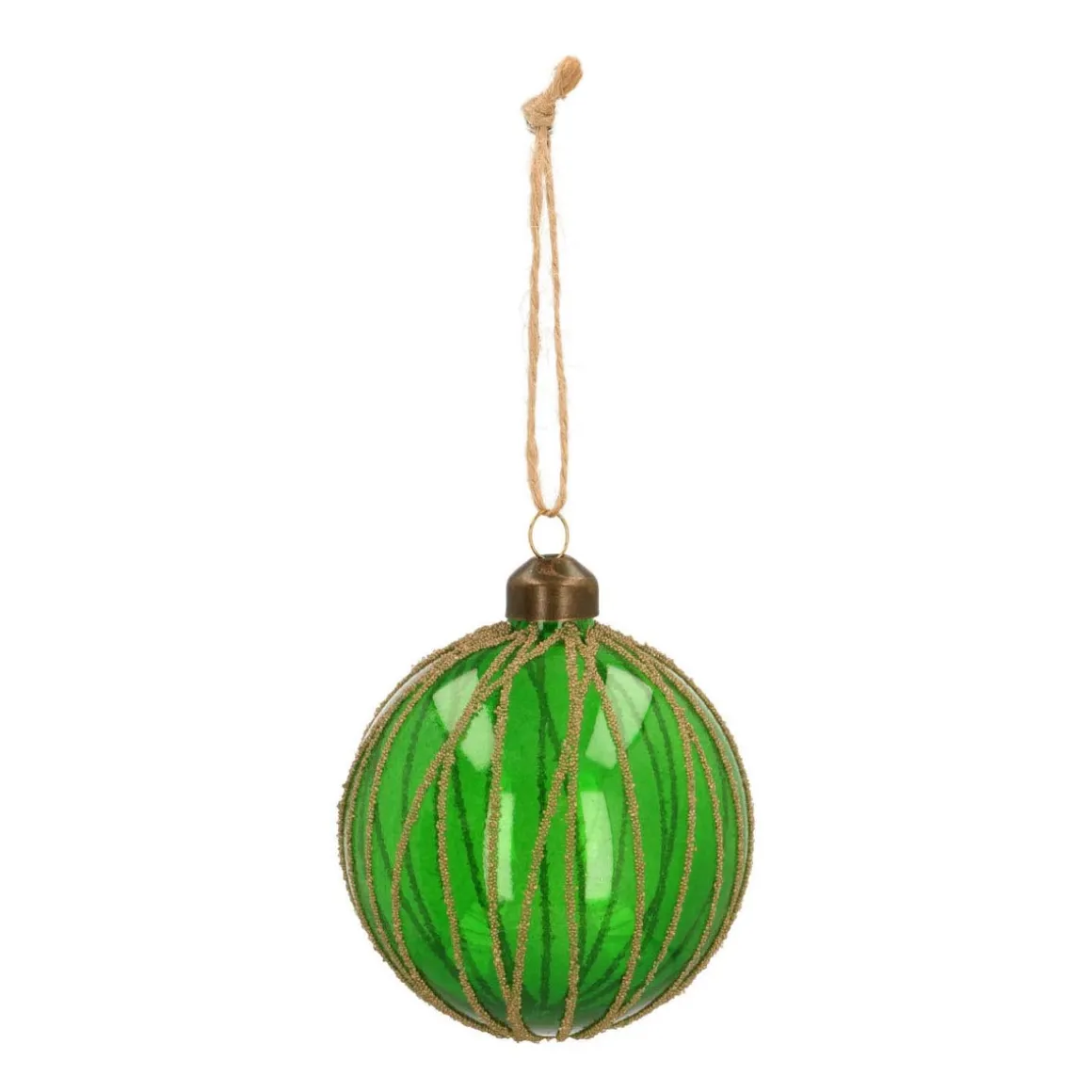 Weihnachtskugel Mit Streifen, Dunkelgrün, Glas, 8 Cm