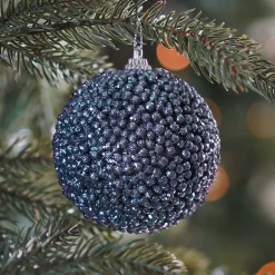 Weihnachtskugel Mitternachtsblau, Kunststoff, 8 Cm