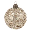 Weihnachtskugel Pailletten, Taupe, Glas, 8 Cm