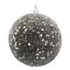 Weihnachtskugel Pailletten, Schwarz, Kunststoff, 8 Cm