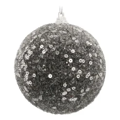 Weihnachtskugel Pailletten, Schwarz, Kunststoff, 8 Cm