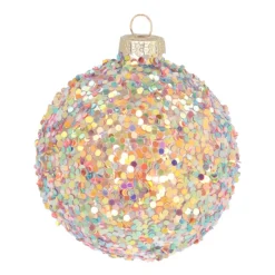 Weihnachtskugel Pailletten, Bunt, Glas, 8 Cm