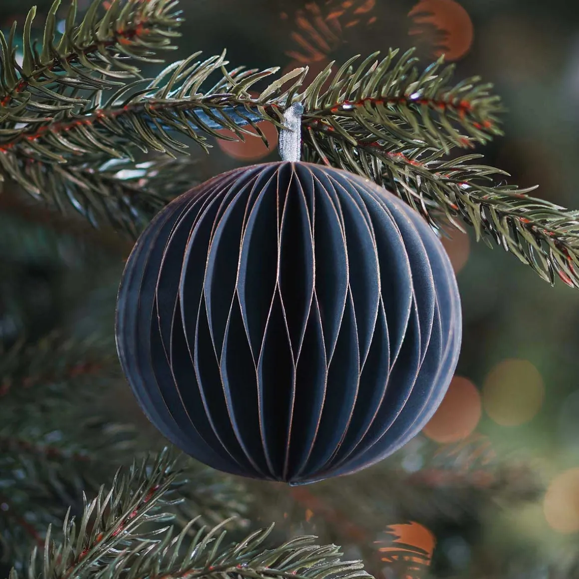 Weihnachtskugel Papier, Blau, 8 Cm