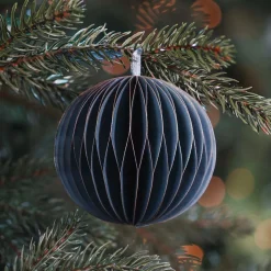 Weihnachtskugel Papier, Blau, 8 Cm