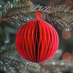 Weihnachtskugel Papier, Rot, 8 Cm