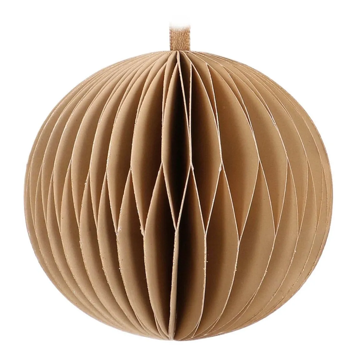 Weihnachtskugel Papier, Taupe, 8 Cm