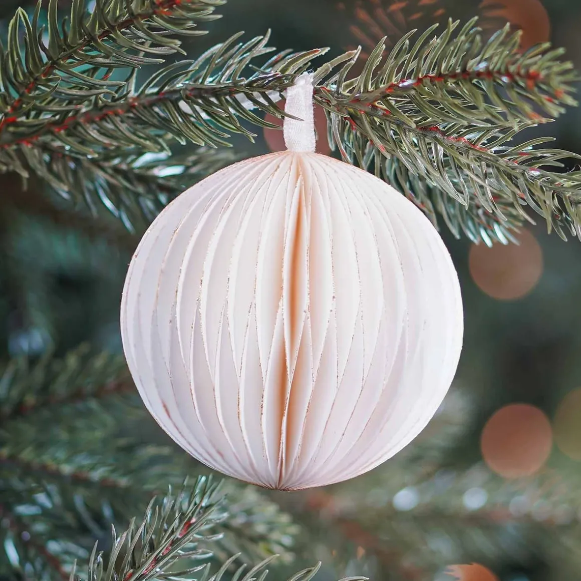 Weihnachtskugel Papier, Weiß, 8 Cm