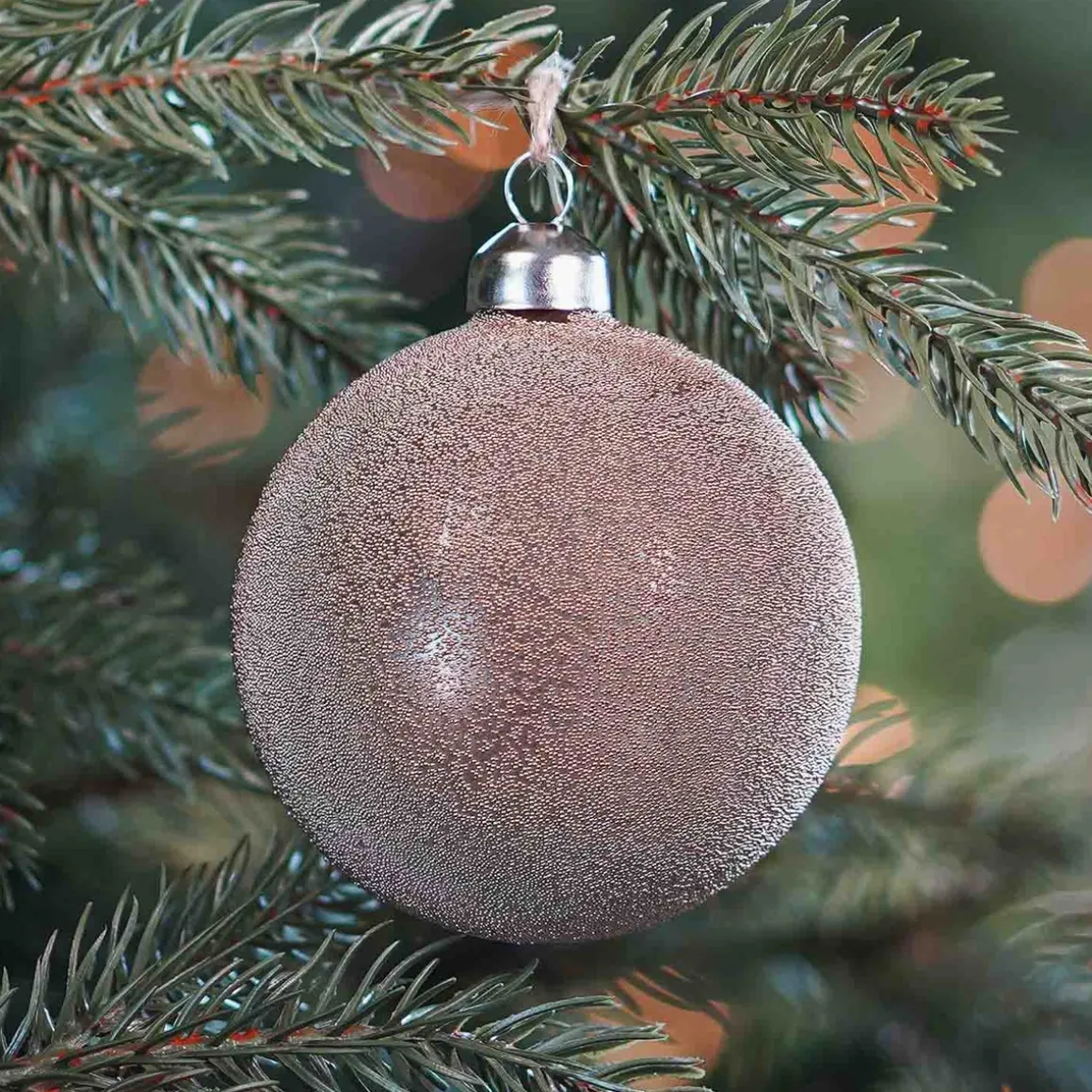 Weihnachtskugel Perlenmeer, Taupe, Glas, 8 Cm