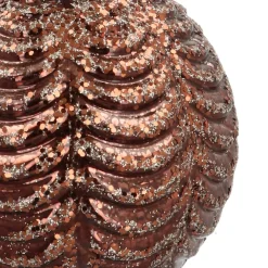 Weihnachtskugel Perlenmeer & Pailletten, Braun, Glas, 8 Cm