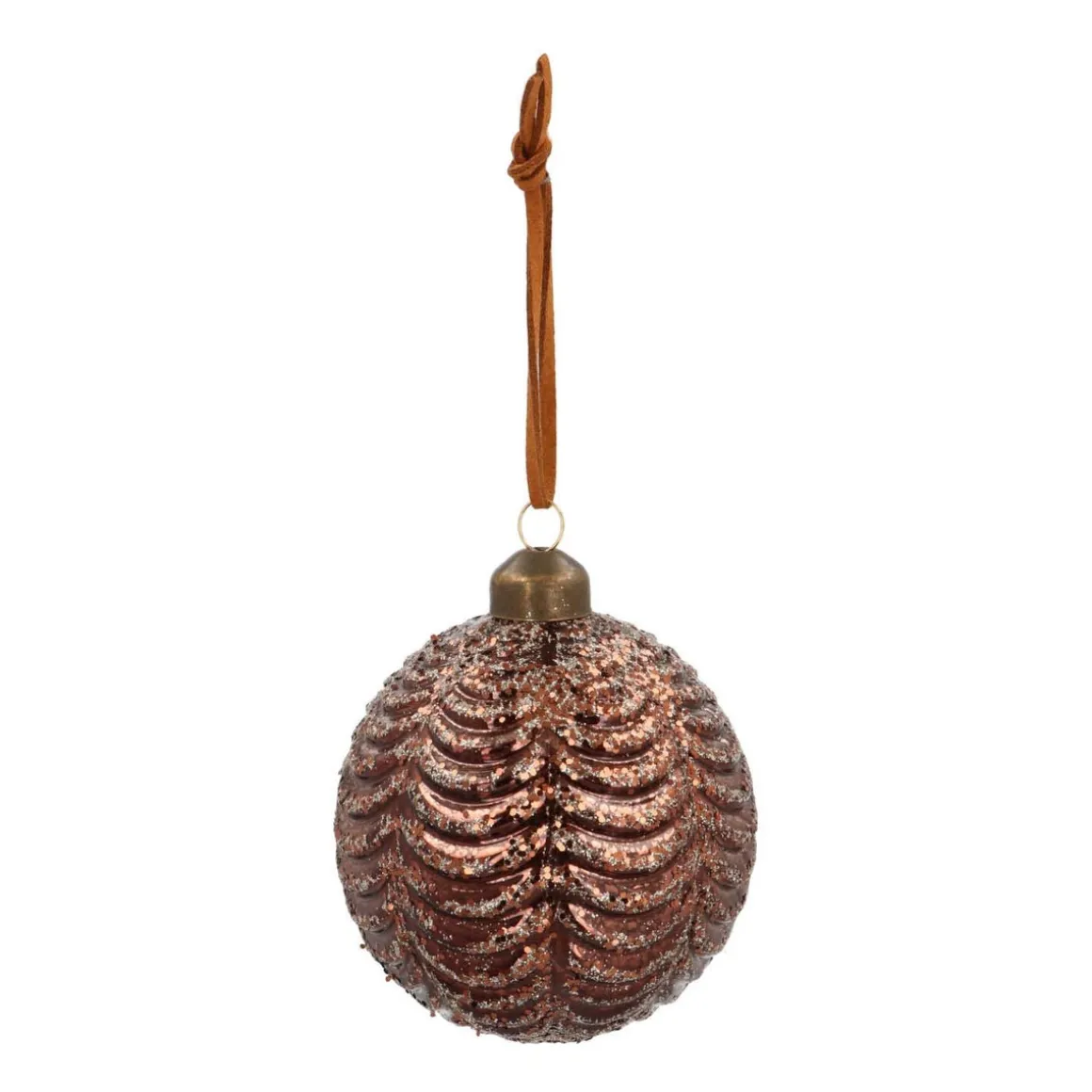 Weihnachtskugel Perlenmeer & Pailletten, Braun, Glas, 8 Cm