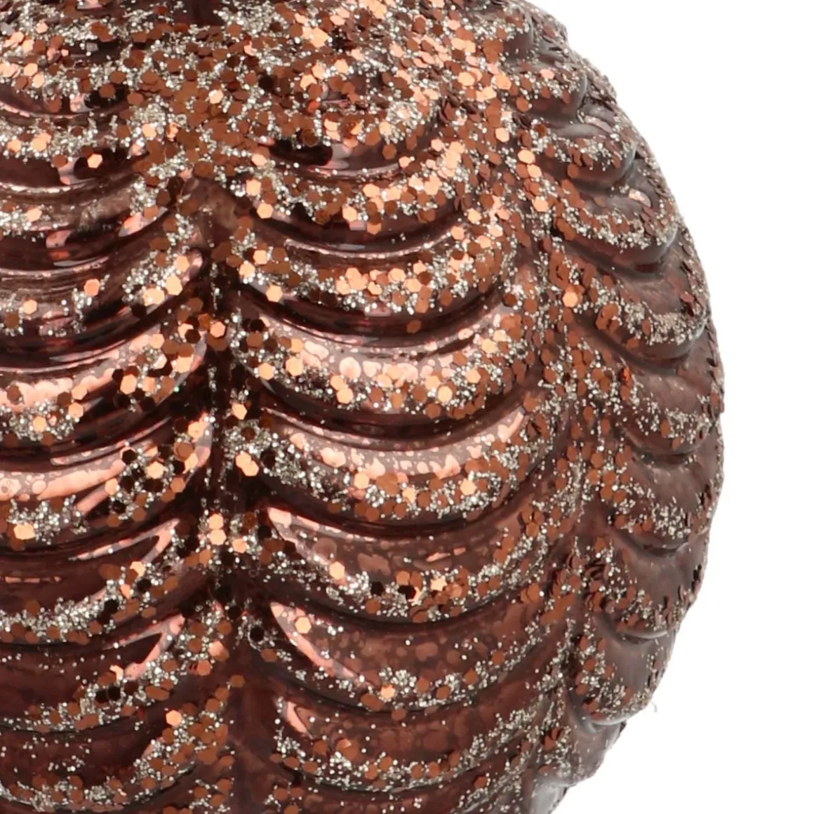 Weihnachtskugel Perlenmeer & Pailletten, Braun, Glas, 8 Cm