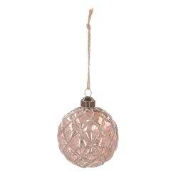 Weihnachtskugel Rautenmuster, Altrosa, Glas, 8 Cm