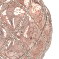 Weihnachtskugel Rautenmuster, Altrosa, Glas, 8 Cm