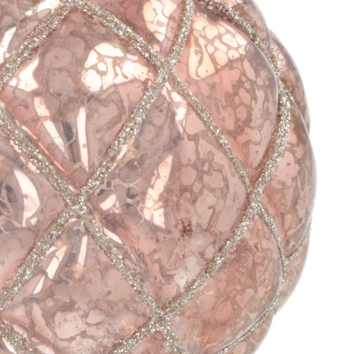 Weihnachtskugel Rautenmuster, Altrosa, Glas, 8 Cm
