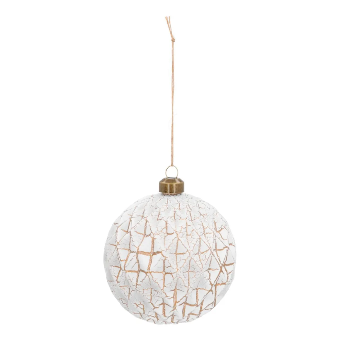Weihnachtskugel Rautenmuster, Weiß-kupfer, Glas, 8 Cm