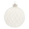 Weihnachtskugel Rautenmuster, Weiß, Glas, 8 Cm