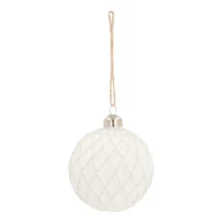 Weihnachtskugel Rautenmuster, Weiß, Glas, 8 Cm