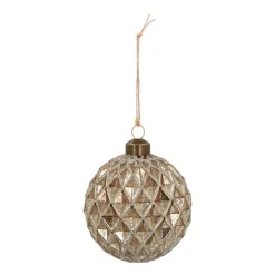 Weihnachtskugel Rautenmuster, Bronze, Glas, 8 Cm