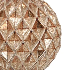 Weihnachtskugel Rautenmuster, Bronze, Glas, 8 Cm