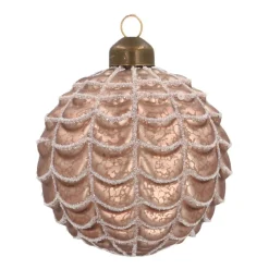 Weihnachtskugel Relief, Taupe, Glas, 8 Cm