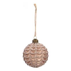 Weihnachtskugel Relief, Taupe, Glas, 8 Cm