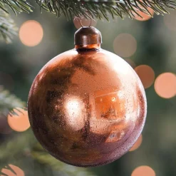 Weihnachtskugel Sand-Struktur, Kupfer, Glas, 8 Cm