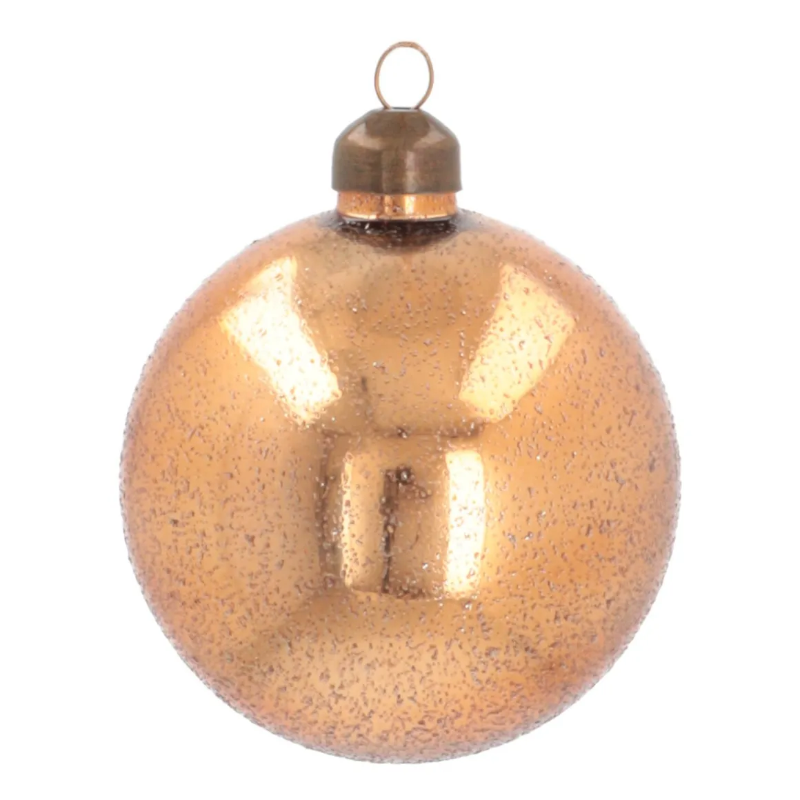 Weihnachtskugel Sand-Struktur, Kupfer, Glas, 8 Cm