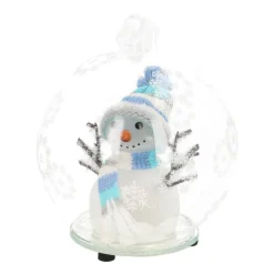 Weihnachtskugel Schneemann-Figur Mit LED-Licht Hellblau, 10 Cm