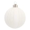 Weihnachtskugel Streifen, Weiß, Glas, 8 Cm