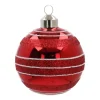 Weihnachtskugel Streifen, Rot, Glas, 8 Cm