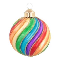 Weihnachtskugel Swirl, Bunt, Glas, 8 Cm