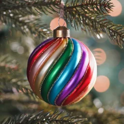 Weihnachtskugel Swirl, Bunt, Glas, 8 Cm