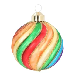Weihnachtskugel Swirl, Bunt, Glas, 8 Cm