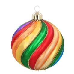 Weihnachtskugel Swirl, Bunt, Glas, 10 Cm