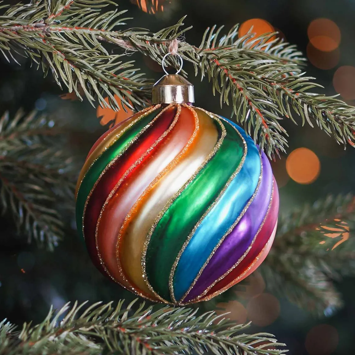 Weihnachtskugel Swirl, Bunt, Glas, 10 Cm