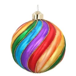 Weihnachtskugel Swirl, Bunt, Glas, 10 Cm