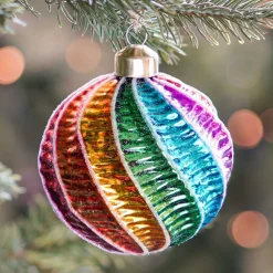 Weihnachtskugel Swirl, Bunt, Glas, 8 Cm