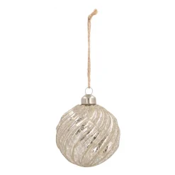 Weihnachtskugel Swirl, Champagner, Glas, 8 Cm