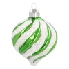 Weihnachtskugel Swirl In Zwiebelform, Grün-weiß, Glas, 8 Cm