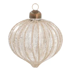 Weihnachtskugel Swirl In Zwiebelform, Transparent-champagner, Glas, 8 Cm