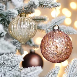 Weihnachtskugel Swirl In Zwiebelform, Transparent-champagner, Glas, 8 Cm