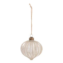 Weihnachtskugel Swirl In Zwiebelform, Transparent-champagner, Glas, 8 Cm